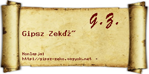 Gipsz Zekő névjegykártya